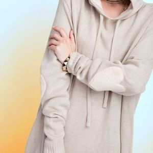Hooded knit sweater by easel ★ fuzzy heart elbow patches! ★ sizes S/M and M/L